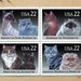 Cat Bird - Vintage unused postage stamps to post 5 letters - or use in scrapbooking and crafts