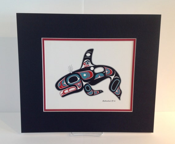 Killer Whale 13X15 Matted Art Print Tlingit Northwest Native