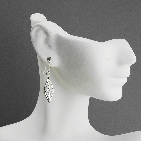 Sterling Silver Leaf Earrings Dangle Earrings Leaf Jewelry