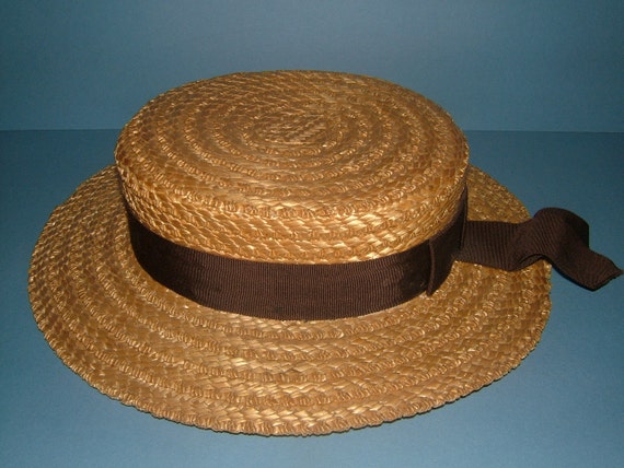 Vintage Olney Headware Straw Boater Hat with by BiminiCricket