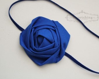 Back to Basics- ROYAL BLUE Rosette headband, everyday headbands, royal blue headbands, newborn headbands, photography prop