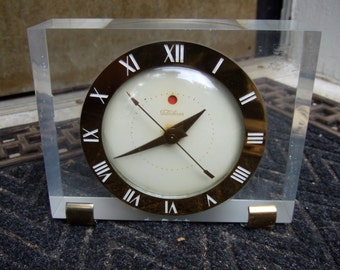 1950s Art Deco Lucite Clock by Telechron