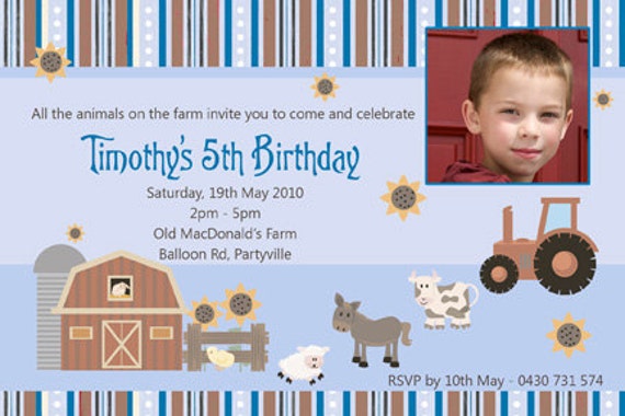 Farmyard Animal Birthday Invitations - You Print Il_570xn