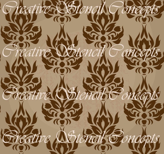 Victorian Era Damask Stencil MULTIPLE SIZES AVAILABLE on