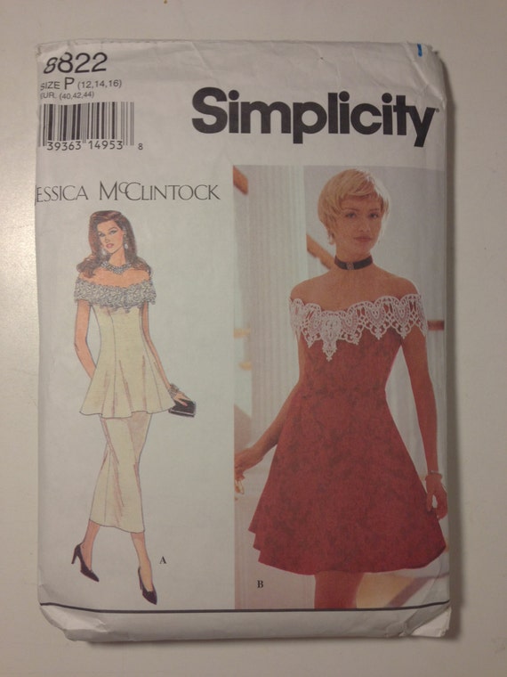 Simplicity Sewing Pattern 8822 Jessica McClintock Misses/Miss Petite Dress Size 12-16 Sale