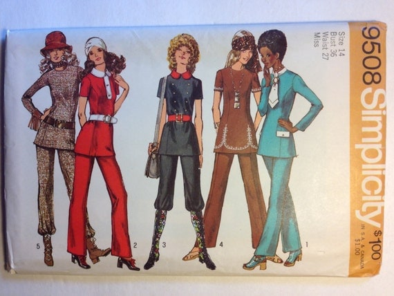 Simplicity 70s Sewing Pattern 9508 Misses Tunic and Pants Size 14 UNCUT Sale