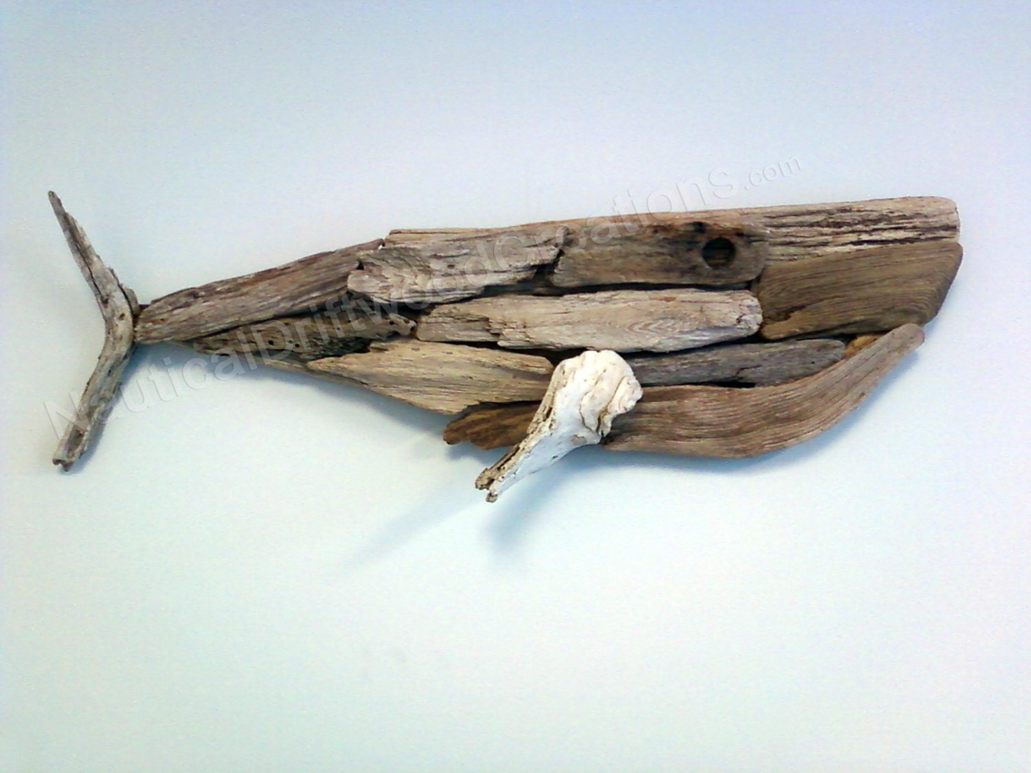 Driftwood Whale Hanging Wall Sculpture Beach Art 28 x 9