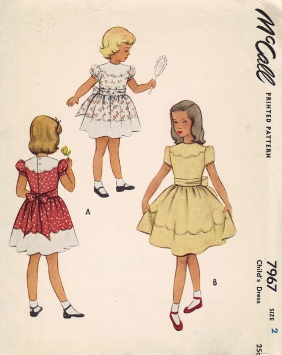 McCall 1950 Sewing Pattern Toddler Girls Dress Party Tea Dress