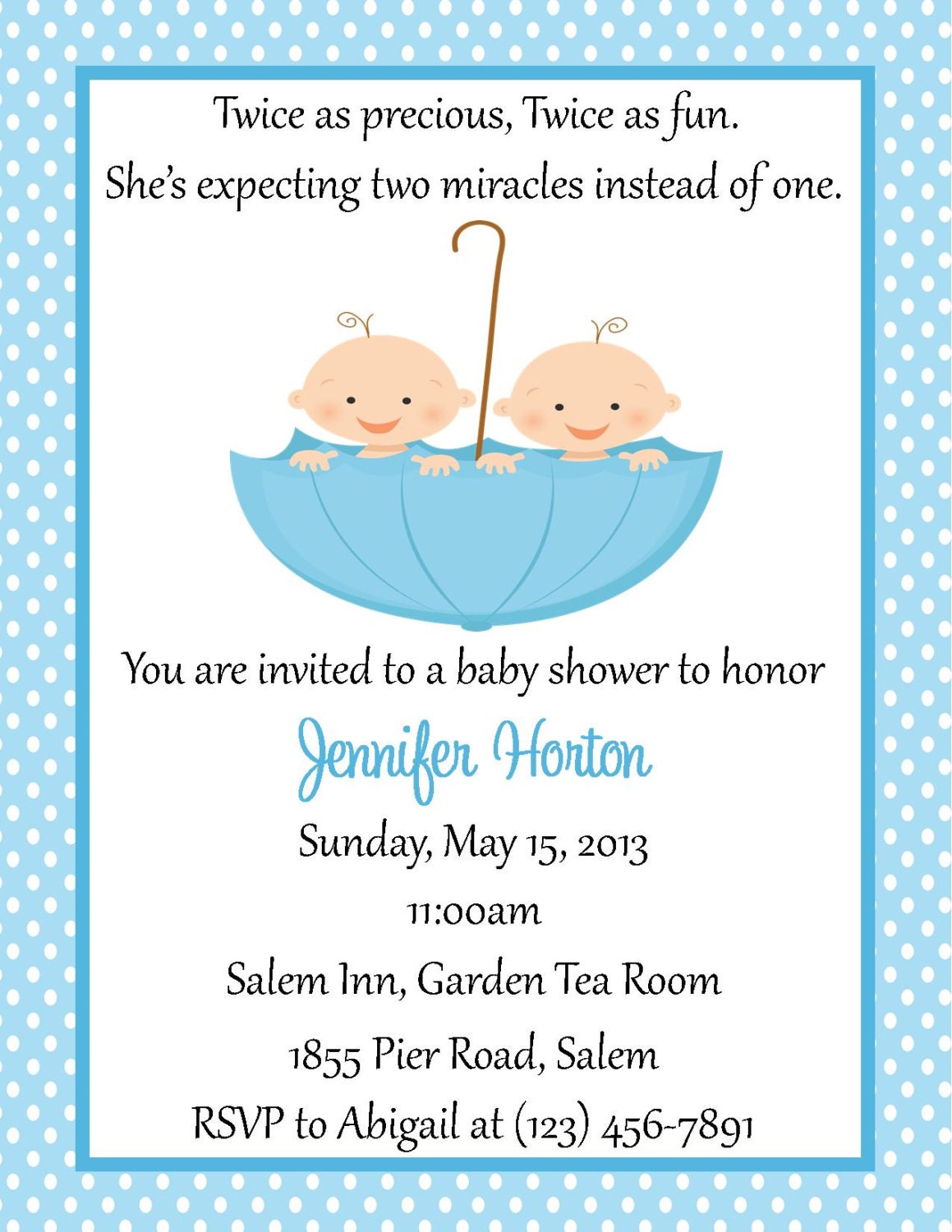 Twin Baby Shower Invitation Digital File