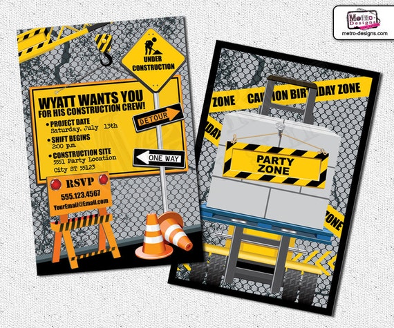 Construction Party Invitation - Digital File Il_570xn