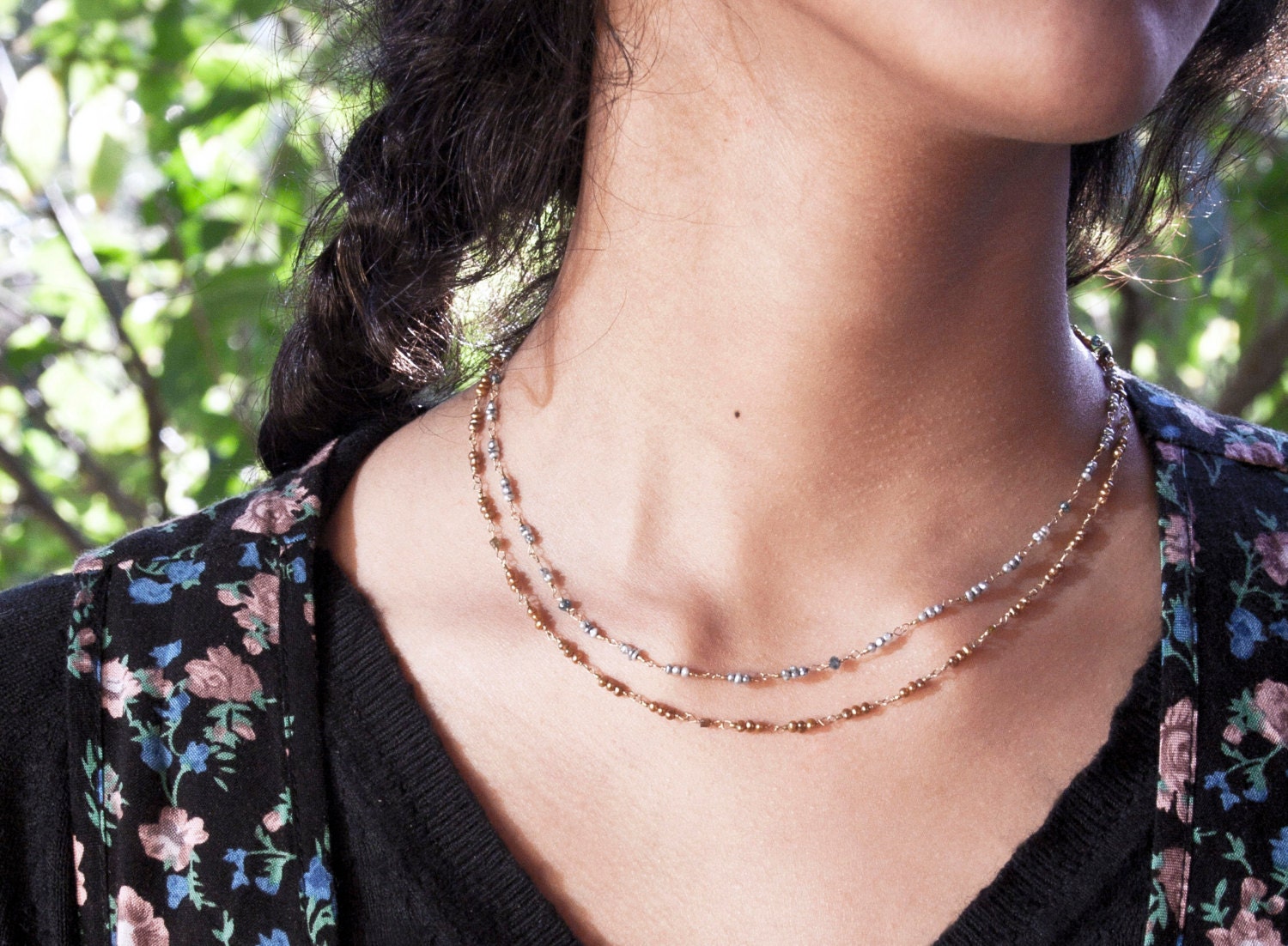 Layered gold and silver pearl necklace by judithadelsonjewelry
