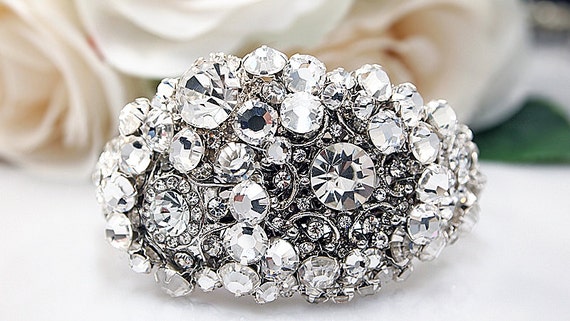 Bridal Bracelet Bridal Cuff Swarovski Rhinestone Il_570xn