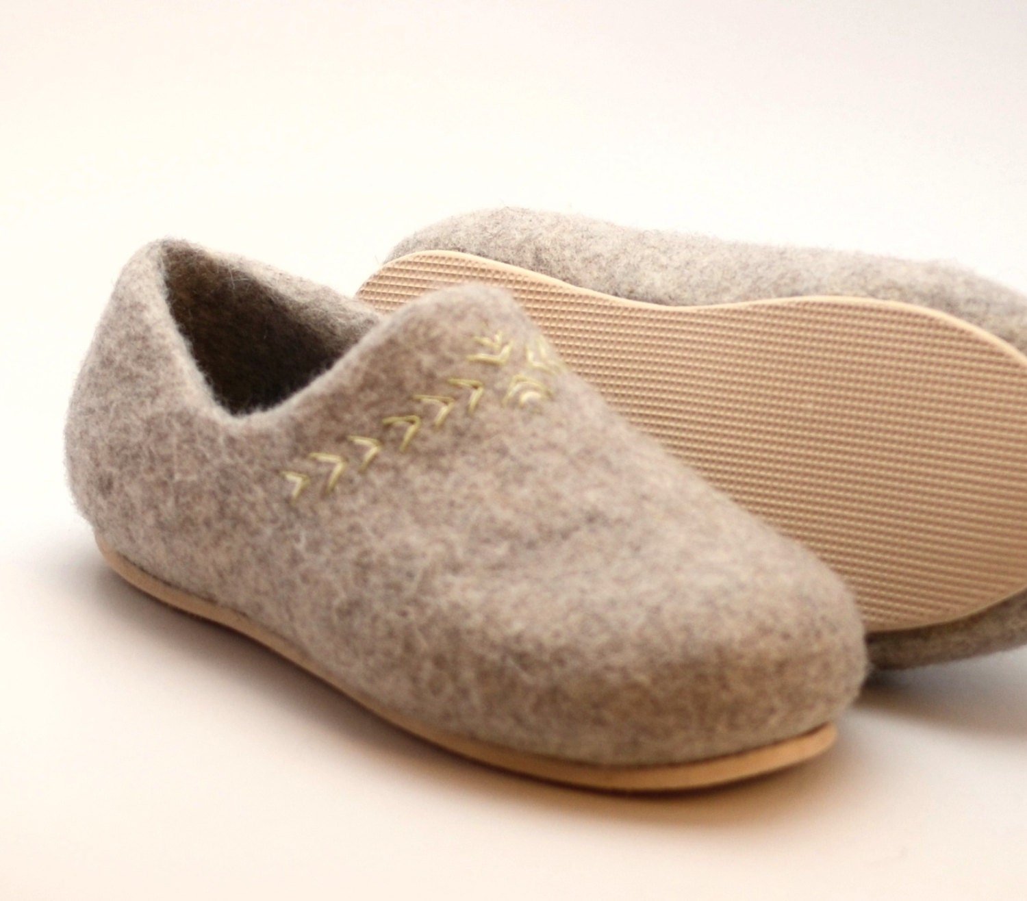 Felted wool clogs Spring handmade organic wool felt slippers