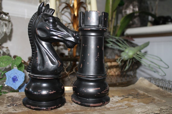 2 Large Decorative Chess Pieces The Knight and The Rook Home