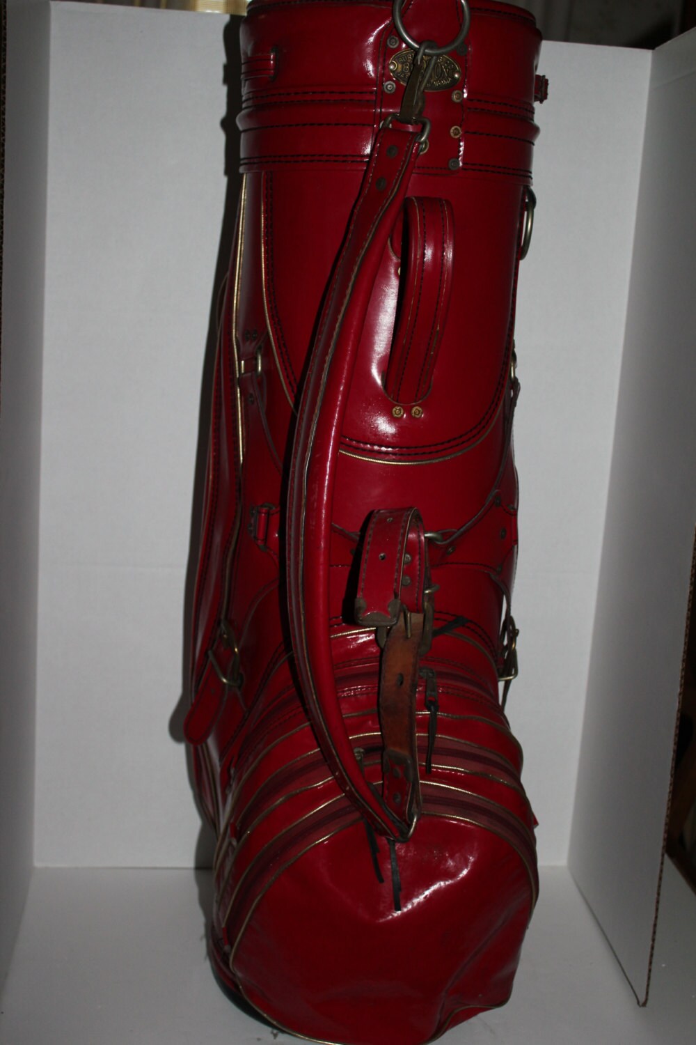 Vintage Golf Bag Burton Double Stitched Leather Trim Large