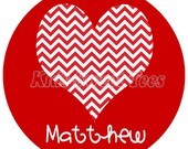 Valentine's Day Red Chevron Heart - personalized - digital image Il_170x135