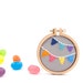 Bunting embroidery hoop brooch - navy, spearmint, purple, orange, pink, yellow, blue - miniature hoop - made with love by dandelyne