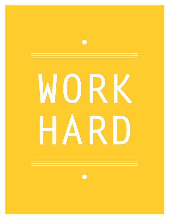 Work Hard Print Typography Poster Inspirational Quote by evesand