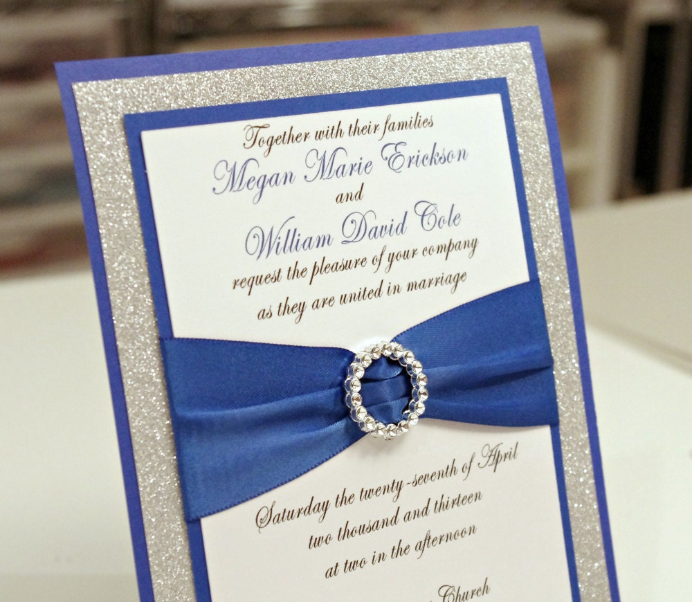 Royal Blue And Silver Wedding Invitations 2