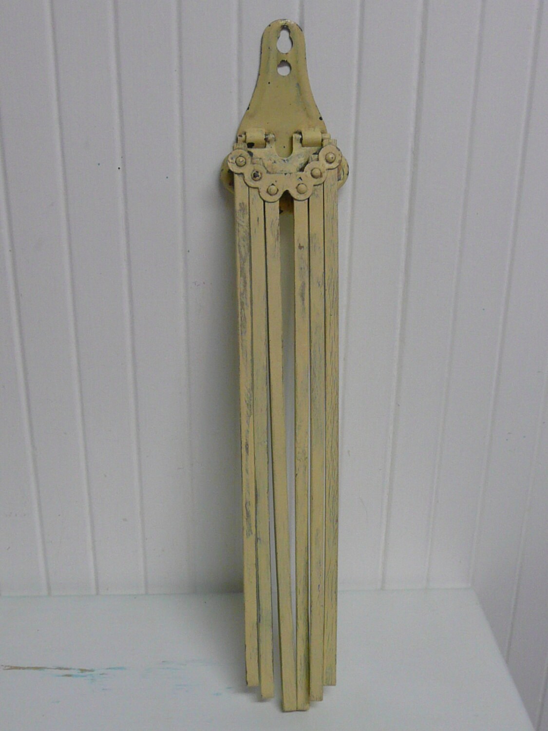 Vintage Yellow Wooden Dish Tea Towel Rack Holder or Laundry