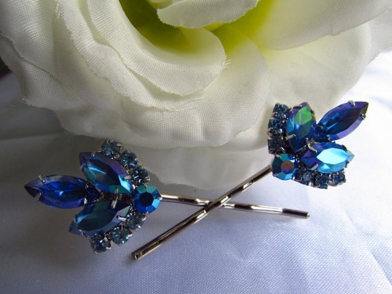 Sapphire Hair Pins Blue Hair Pins Crystal Hair Pins Sapphire