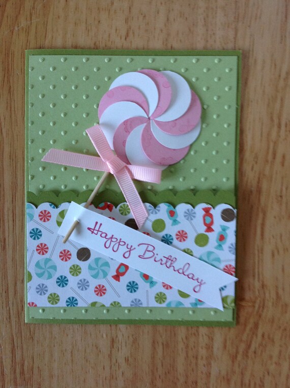 Items similar to Stampin Up Happy Birthday card - pink lollipop on Etsy