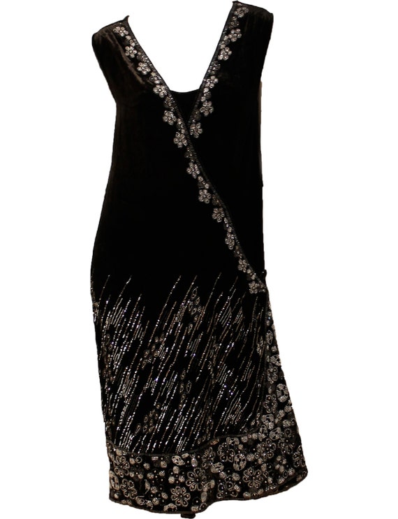 1920's Velvet Beaded Dress PERFECT Sz. S-L by MORPHEWCONCEPT