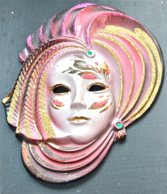 Glamorous Mardi Gras Ceramic Sparkly Mask Vintage