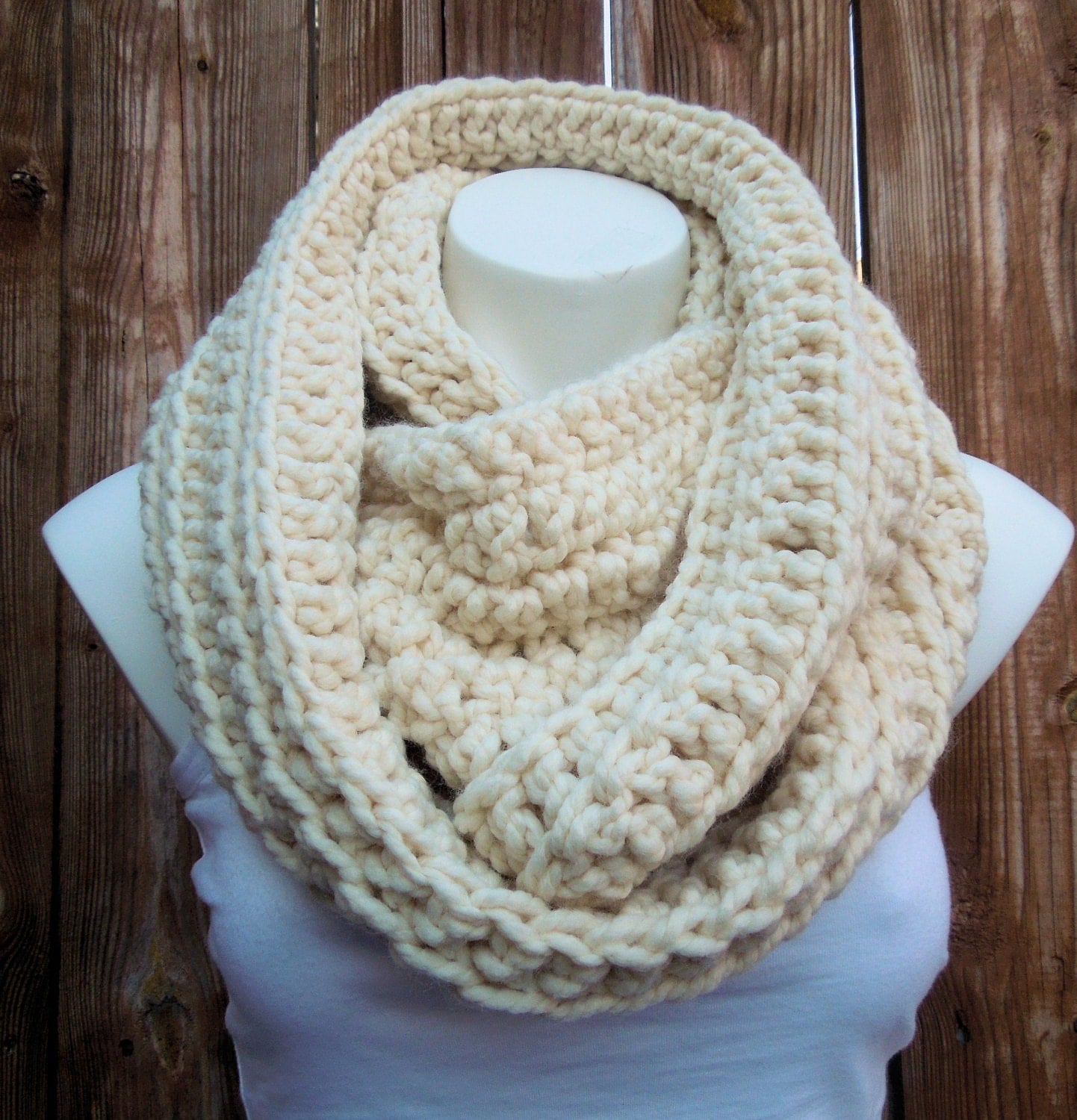 Infinity Scarf Chunky Creme Infinity Scarf Oversized Knit