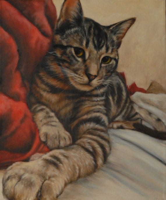 Items similar to Custom Pet Portrait - Tabby Cat Painting ...