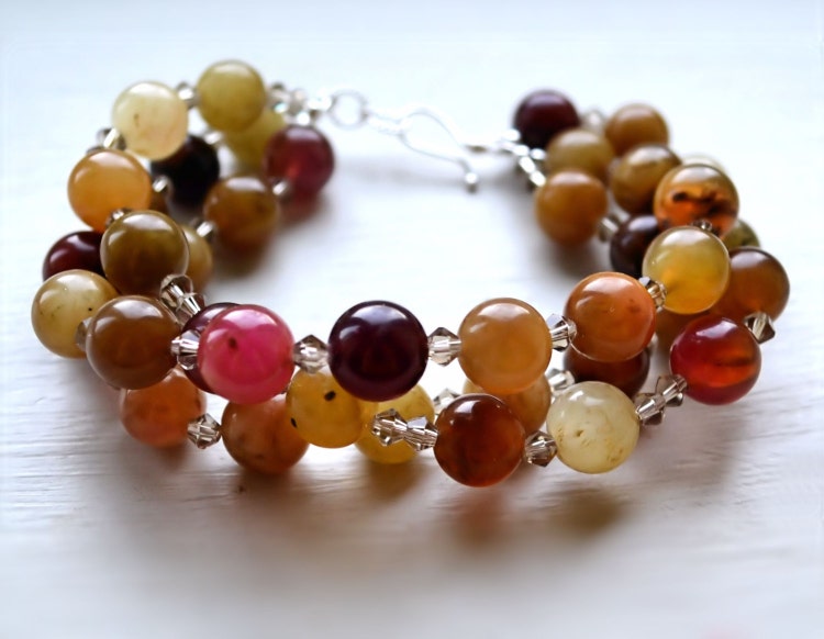 Three Strands Stone Statement Bracelet by SharonDealJewellery