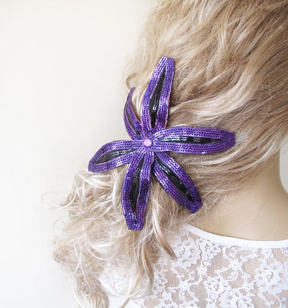 Purple Flower Hair Clip Purple Hair Flower Hair Hair