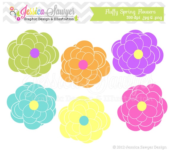 INSTANT DOWNLOAD, Flower clipart - spring clip art - commercial use - - card making - digital scrapbook - element Il_570xn