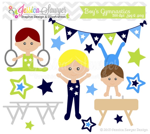 INSTANT DOWNLOAD, boys gymnastics clipart for personal and commercial use Il_570xn