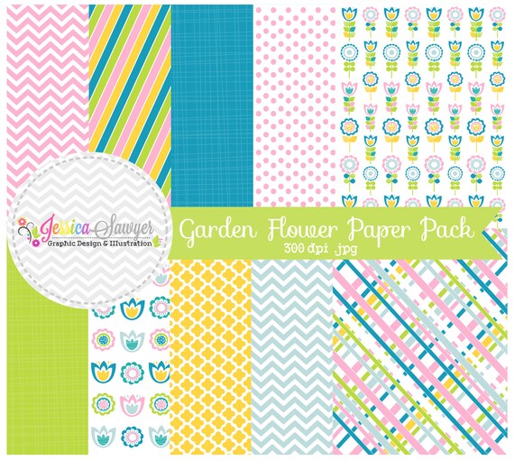 INSTANT DOWNLOAD, , garden flower digital papers, cute backgrounds, for invitations, greeting cards, etsy banners Il_570xn