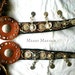 Brown Embroidered Tribal Fusion Belly Dance Belt . OOAK with Waziri Buttons, Upcycled Leather & Yarn Falls
