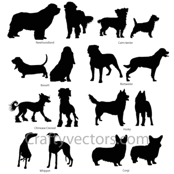 Dog Breeds 4 Silhouettes Vector File SVG