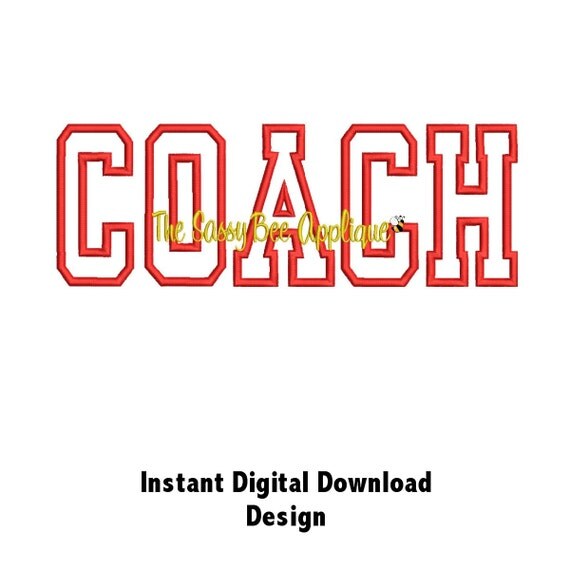 Items similar to DD COACH in ATHLETIC Font Machine Embroidery Design