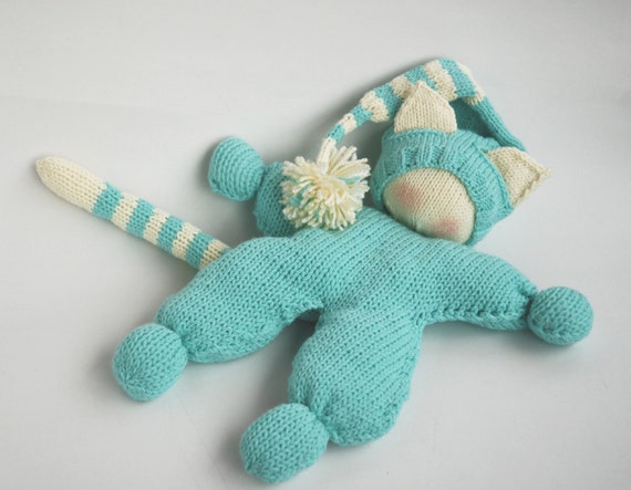 Waldorf knitted Cat doll for small babies pdf knitting