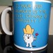 Vintage Dilbert, Dogbert Cup or Mug says "Is Your Job Plagued By The Evil Demons of Stupidity", "Out Out, You Demons of Stupidity"