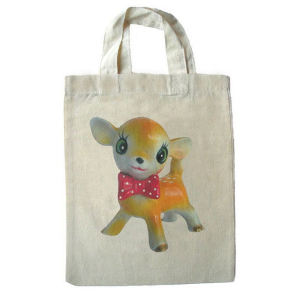 Mini cotton tote, cute fawn gift bag