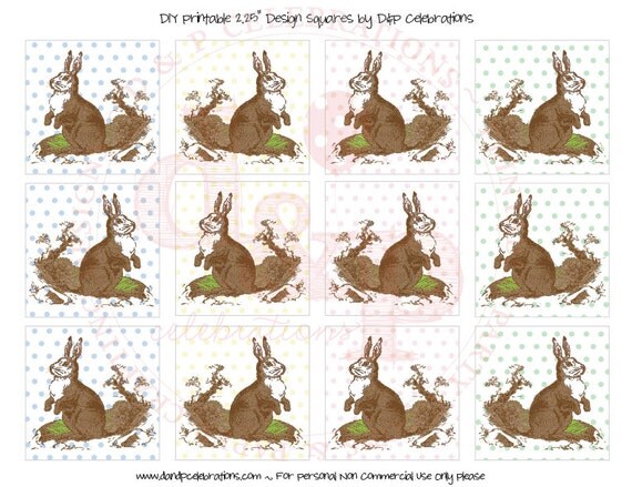 DIY Printable Swiss Dots Bunny Design Squares Il_570xn