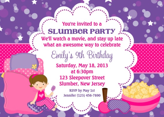 Items similar to Slumber Party Invitation - Personalized 