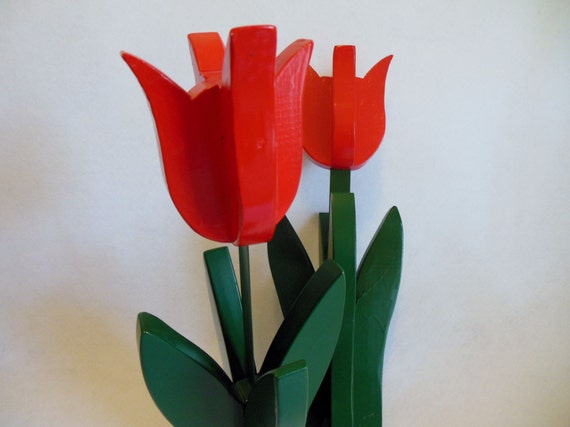 Tulips ... Wooden Sculpture ... Flowers ... Garden Decor