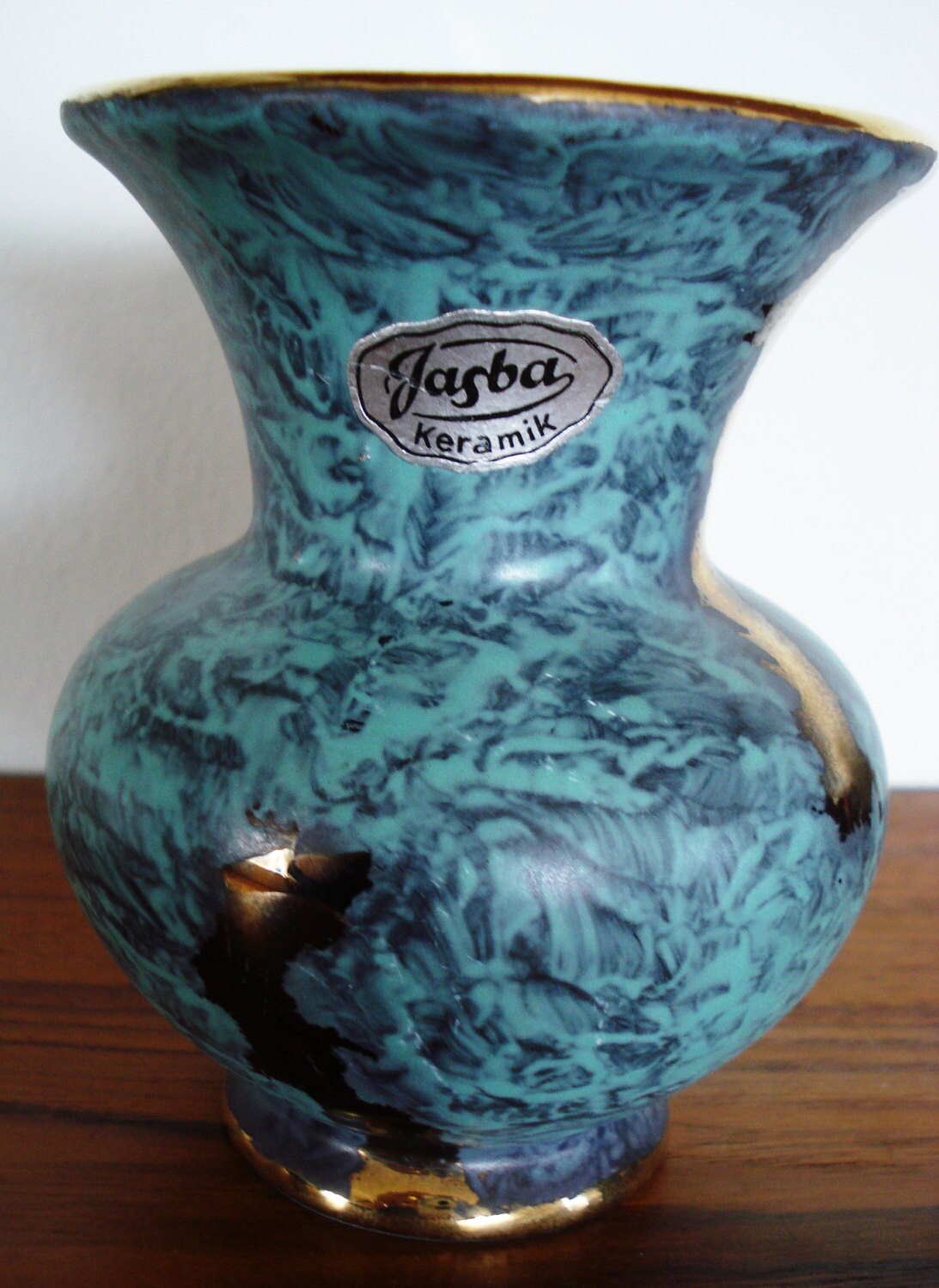 Jasba keramik vase Jaspatina gold and blue