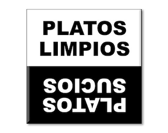 Clean Dirty Dishwasher Magnet in Spanish 2.5" x 2.5" inches, Platos Limpios, Sucios