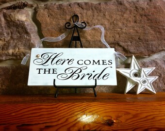Primitive Rustic Wedding Here Comes the Bride Sign