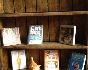 Dollhouse miniature 6 books about cats - set 1