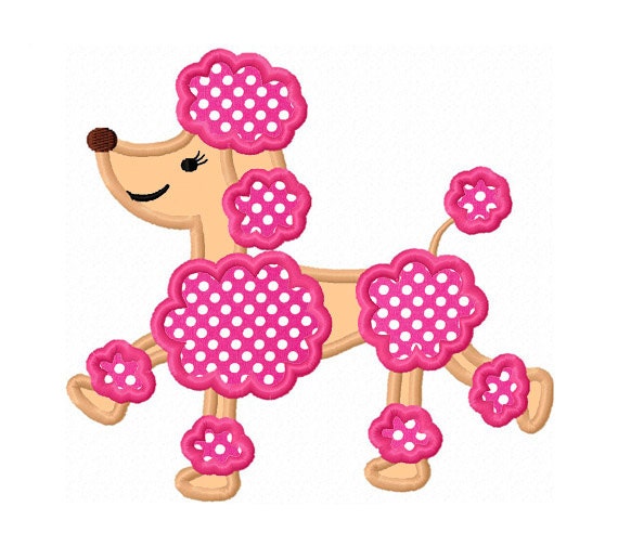 Instant Download Poodle Applique Machine Embroidery Design