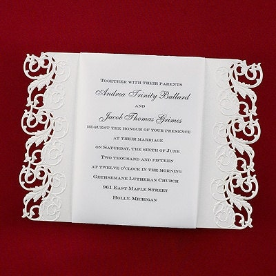100 Elegant Edges Swirl Design Die Cut Wedding Invitations ...